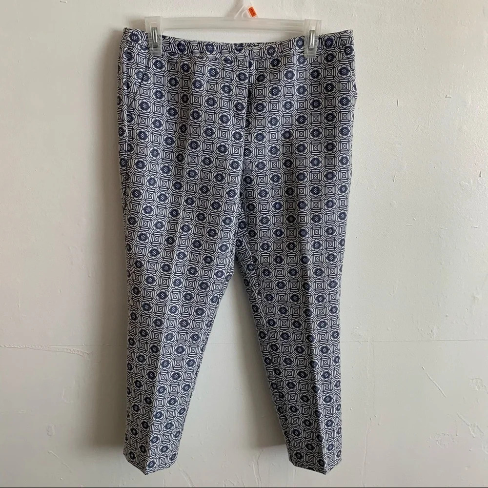 Worthington Blue White Floral Capri Pants Trouser size 4